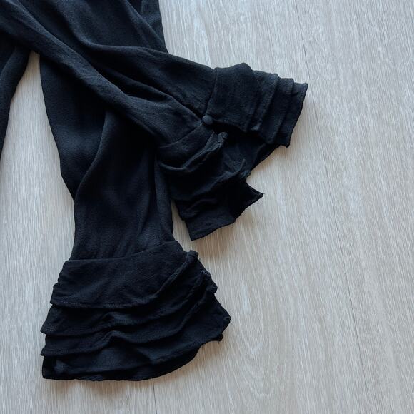 Soft Surroundings Poet Blouse Large Black Ruffle Long Sleeve - Picture 8 of 10